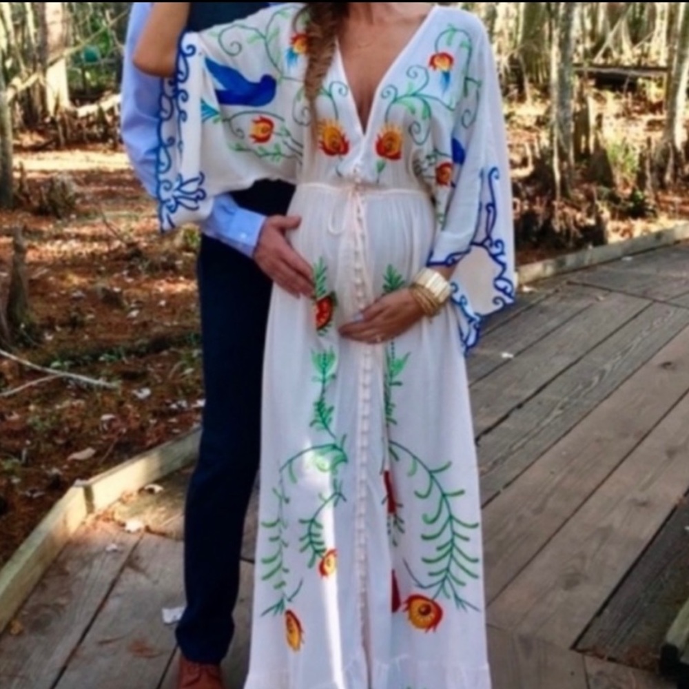 Embroidered Maternity Gown - Picture 4 of 16